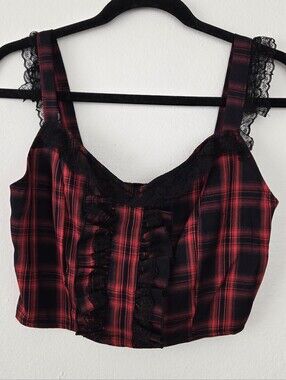 Cute Japanese Visual Kei Idol Punk Plaid Top